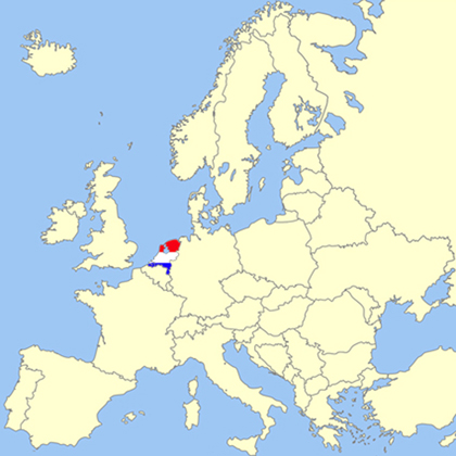 kaartje van nederland in europa