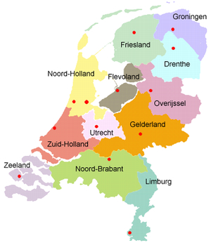 kaartje van nederlandse provincies