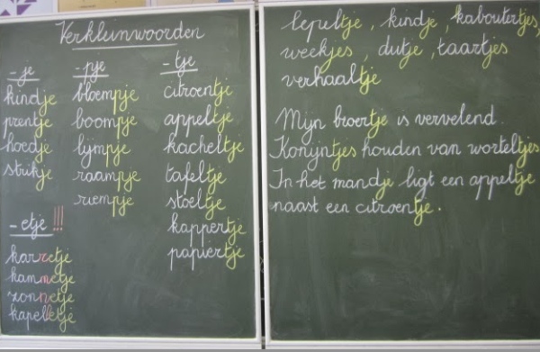 zelfstandige naamwoorden verkleinwoorden op schoolbord